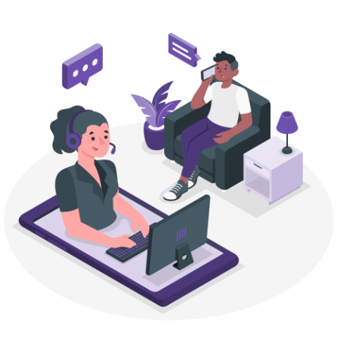 Ilustracion de call center omnicanal