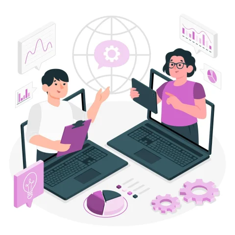 Profesional usando comunicaciones digitales